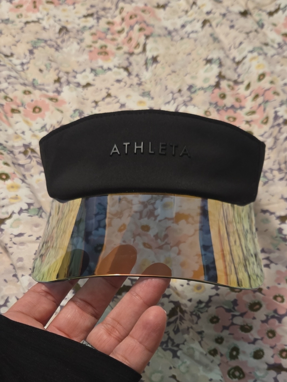 Athleta Black Visor with Iridescent Shield